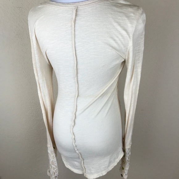 Free People Lace Trim Henley Shirt - Picture 3 of 6